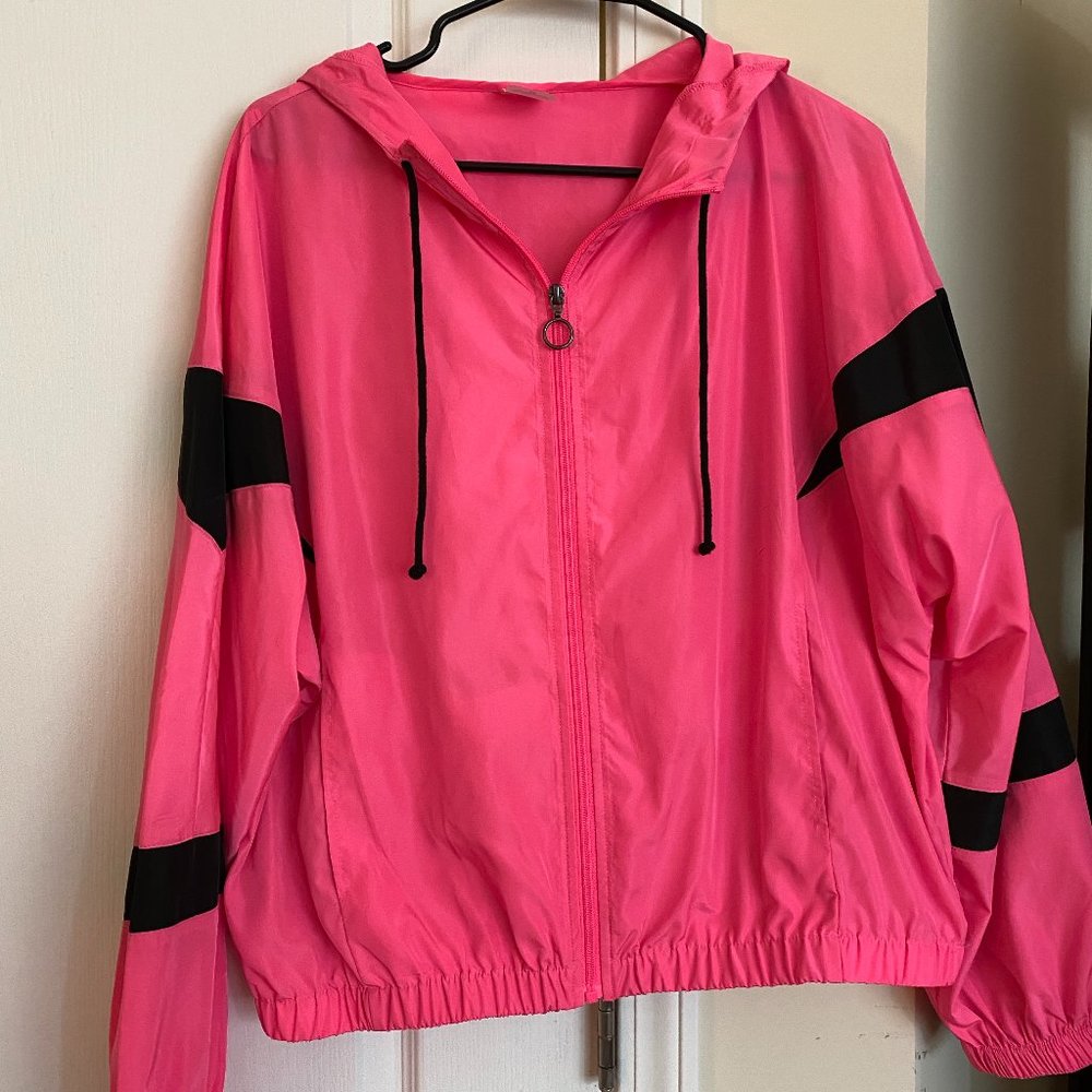 80s/90s style neon pink windbreaker